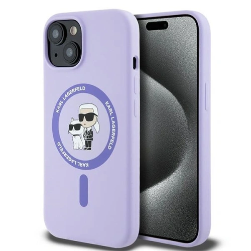 Etui Karl Lagerfeld KLHMP15SSCMKCRHU Apple iPhone 15 hardcase Silicone Karl&Choupette Heads Ring MagSafe fioletowy - iPhone 15 - Karl Lagerfeld