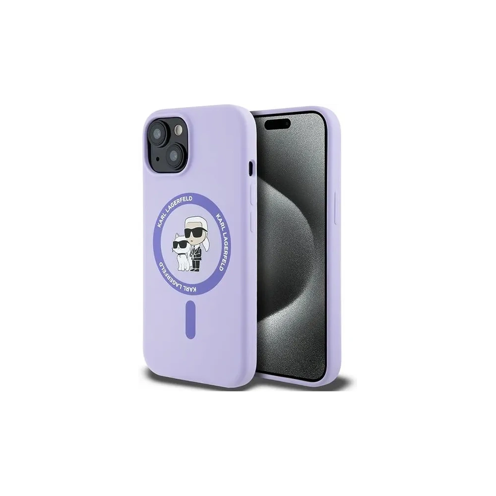 Hurtownia GSM - Etui Karl Lagerfeld KLHMP15SSCMKCRHU Apple iPhone 15 hardcase Silicone Karl&Choupette Heads Ring MagSafe fioletowy - KLD2146 - {ean13} - Hurt