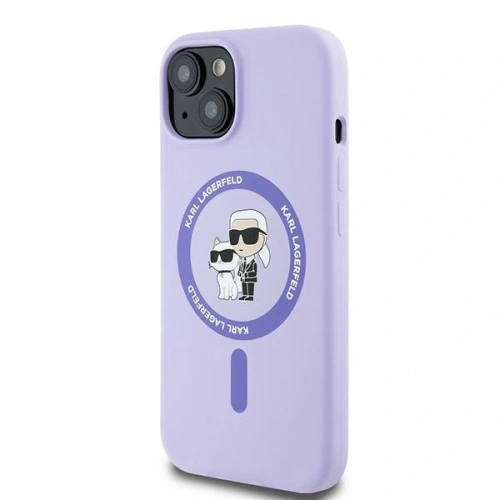 Etui Karl Lagerfeld KLHMP15SSCMKCRHU Apple iPhone 15 hardcase Silicone Karl&Choupette Heads Ring MagSafe fioletowy - iPhone 15 - Karl Lagerfeld