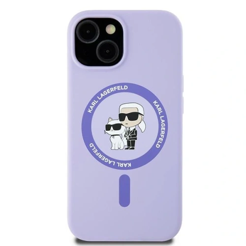 Etui Karl Lagerfeld KLHMP15SSCMKCRHU Apple iPhone 15 hardcase Silicone Karl&Choupette Heads Ring MagSafe fioletowy - iPhone 15 - Karl Lagerfeld