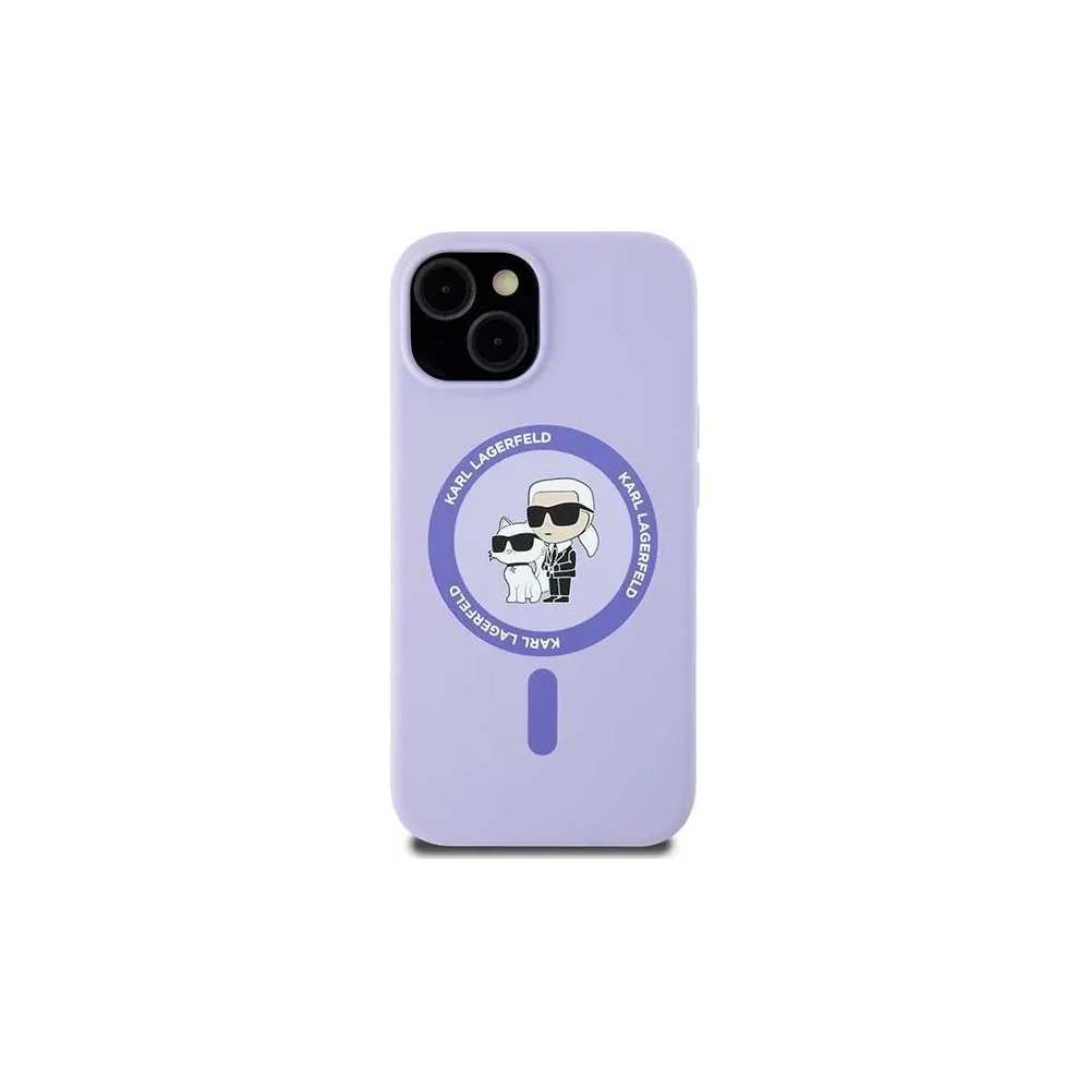 Hurtownia GSM - Etui Karl Lagerfeld KLHMP15SSCMKCRHU Apple iPhone 15 hardcase Silicone Karl&Choupette Heads Ring MagSafe fioletowy - KLD2146 - {ean13} - Hurt