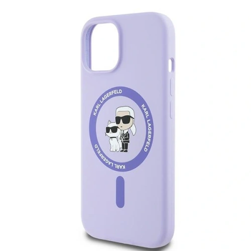 Etui Karl Lagerfeld KLHMP15SSCMKCRHU Apple iPhone 15 hardcase Silicone Karl&Choupette Heads Ring MagSafe fioletowy - iPhone 15 - Karl Lagerfeld