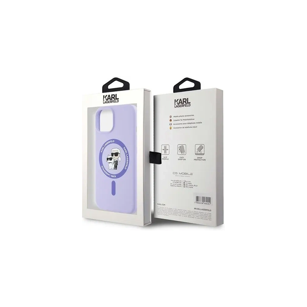 Hurtownia GSM - Fall Karl Lagerfeld KLHMP15SSCMKCRHU Apple iPhone 15 Hardcase Silikon Karl&Choupette Köpfe Ring MagSafe lila - KLD2146 - {ean13} - Hurt