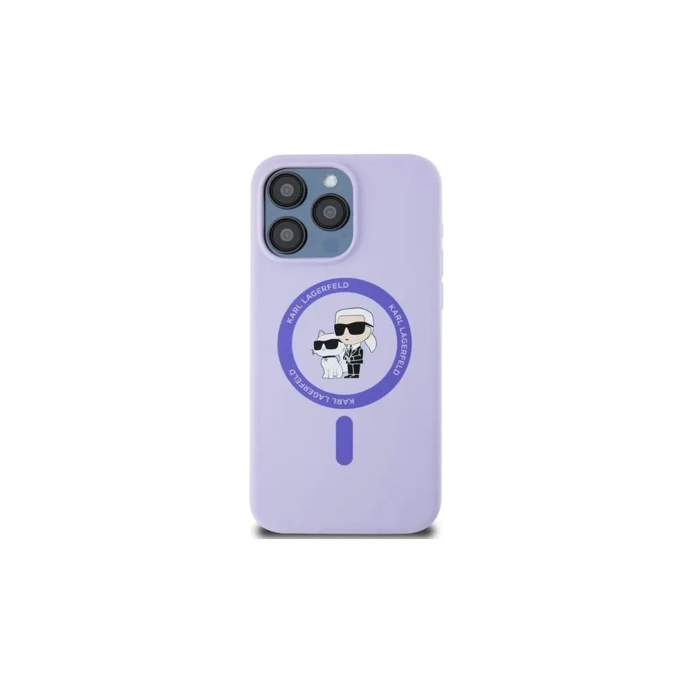 Hurtownia GSM - Eset Karl Lagerfeld KLHMP15XSCMKCRHU Apple iPhone 15 Pro Max kemény tok Szilikon Karl&Choupette Fejek Gyűrű MagSafe lila - KLD2147 - {ean13} - Hurt