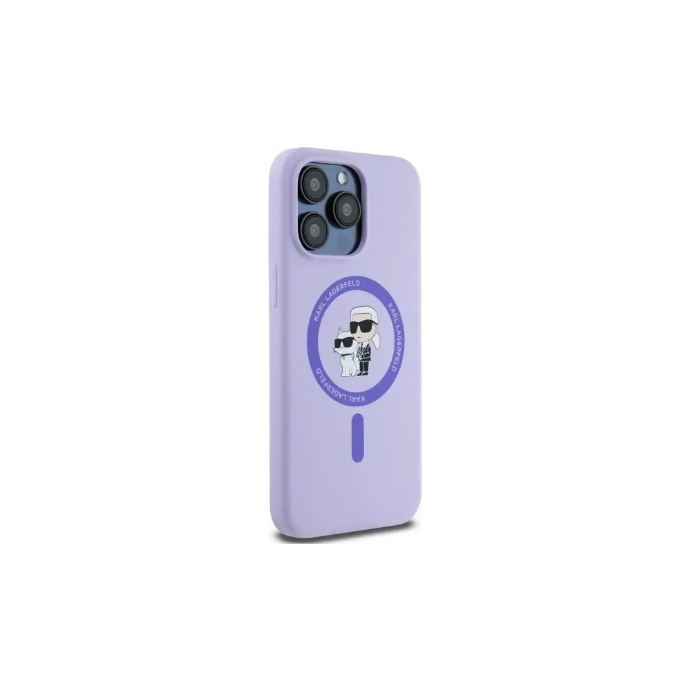 Hurtownia GSM - Eset Karl Lagerfeld KLHMP15XSCMKCRHU Apple iPhone 15 Pro Max kemény tok Szilikon Karl&Choupette Fejek Gyűrű MagSafe lila - KLD2147 - {ean13} - Hurt
