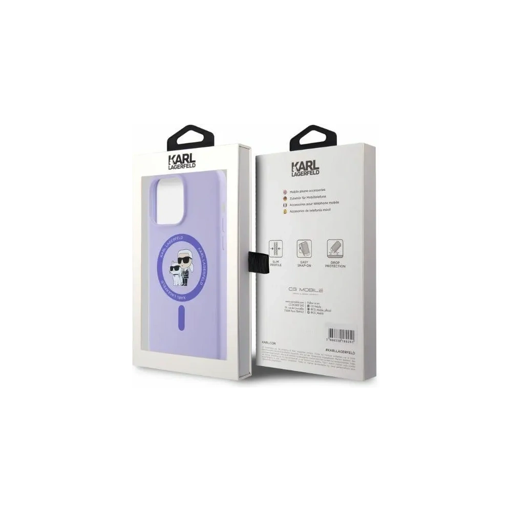 Hurtownia GSM - Eset Karl Lagerfeld KLHMP15XSCMKCRHU Apple iPhone 15 Pro Max kemény tok Szilikon Karl&Choupette Fejek Gyűrű MagSafe lila - KLD2147 - {ean13} - Hurt