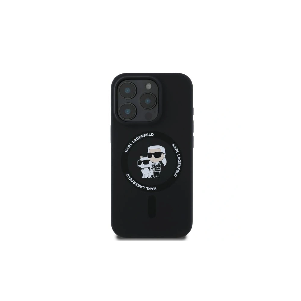 Etui Karl Lagerfeld KLHMP16LSCMKCRHK Apple iPhone 16 Pro kemény tok Szilikon Karl&Choupette Heads Gyűrű MagSafe fekete - iPhone 16 Pro - Karl Lagerfeld