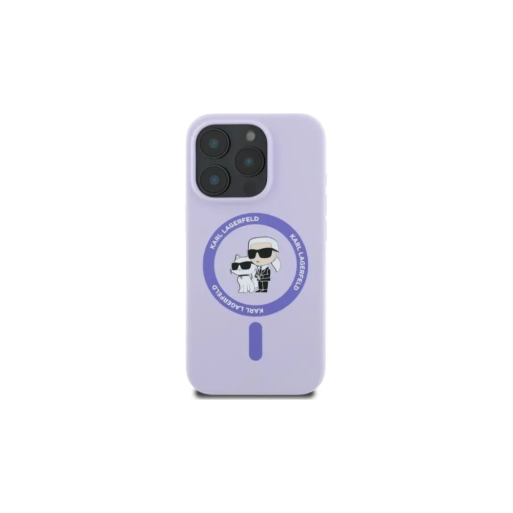 Fall Karl Lagerfeld KLHMP16LSCMKCRHU Apple iPhone 16 Pro Hardcase Silikon Karl&Choupette Köpfe Ring MagSafe lila - iPhone 16 Pro - Karl Lagerfeld
