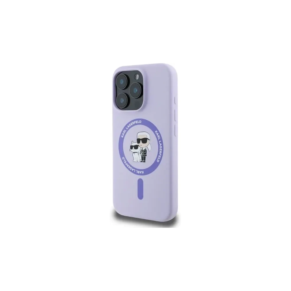 Caz Karl Lagerfeld KLHMP16LSCMKCRHU Apple iPhone 16 Pro hardcase Silicon Karl&Choupette Heads Ring MagSafe mov - iPhone 16 Pro - Karl Lagerfeld