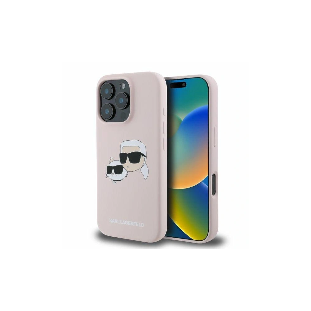 Case Karl Lagerfeld KLHMP16LSKCHPPLP Apple iPhone 16 Pro hardcase Silicone Double Heads Print MagSafe pink