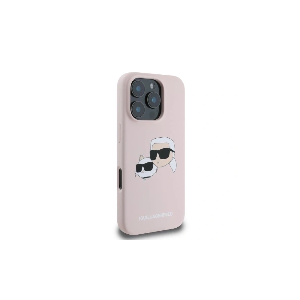 Case Karl Lagerfeld KLHMP16LSKCHPPLP Apple iPhone 16 Pro hardcase Silicone Double Heads Print MagSafe pink