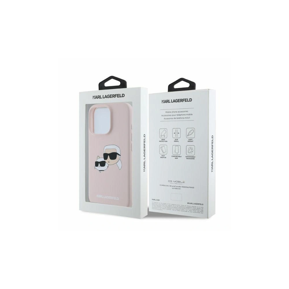 Case Karl Lagerfeld KLHMP16LSKCHPPLP Apple iPhone 16 Pro hardcase Silicone Double Heads Print MagSafe pink