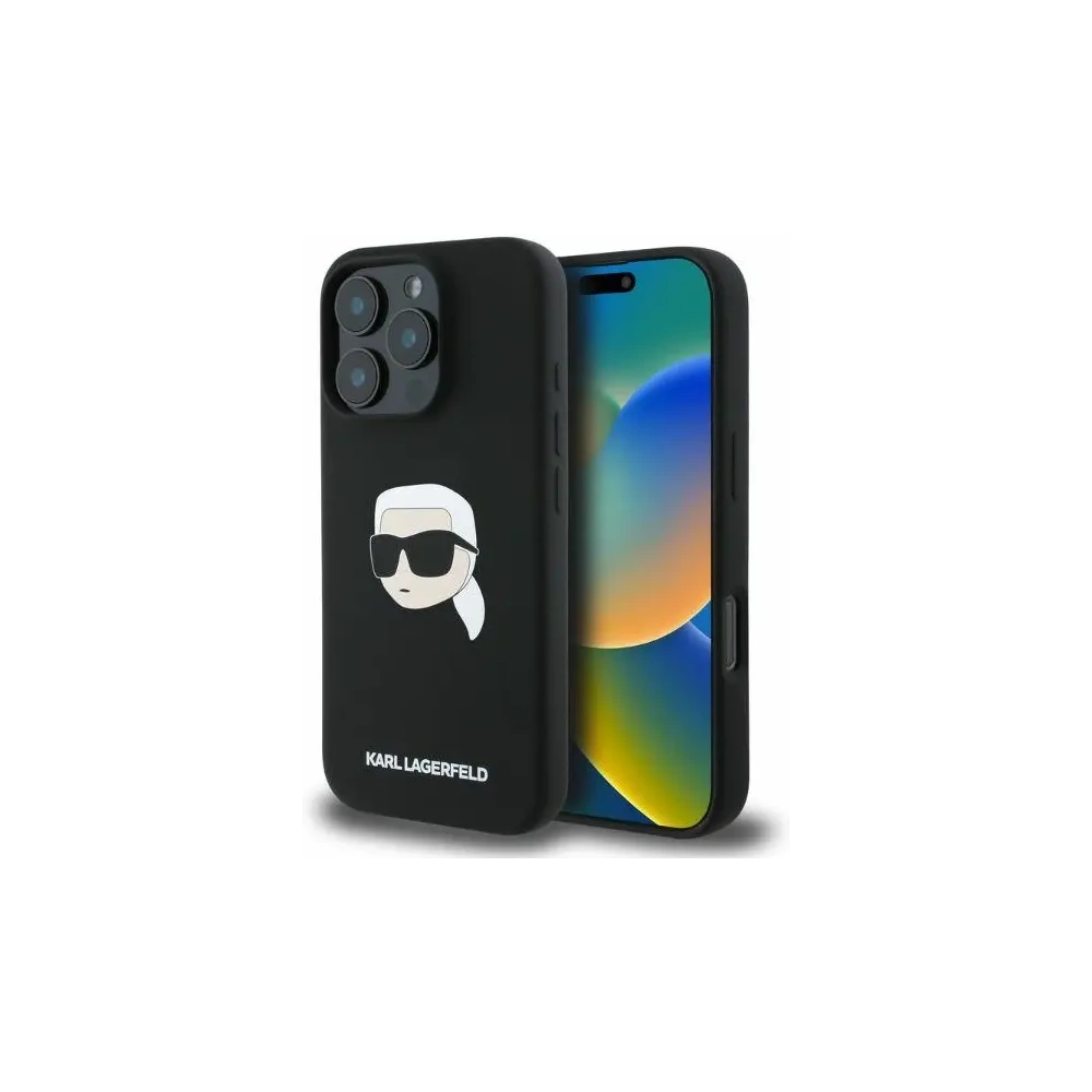 Case Karl Lagerfeld KLHMP16LSKHPPLK Apple iPhone 16 Pro hardcase Silicone Karl Head Print MagSafe black - iPhone 16 Pro - Karl Lagerfeld