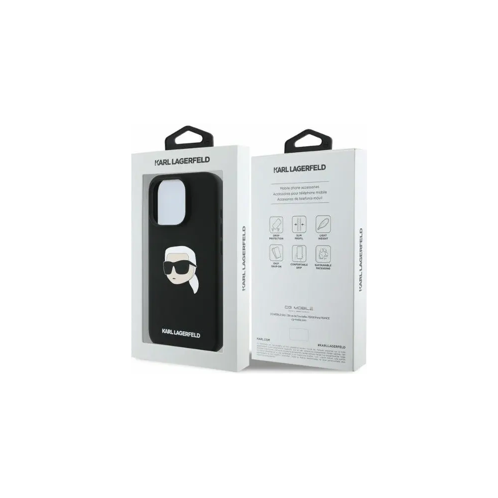Case Karl Lagerfeld KLHMP16LSKHPPLK Apple iPhone 16 Pro hardcase Silicone Karl Head Print MagSafe black - iPhone 16 Pro - Karl Lagerfeld