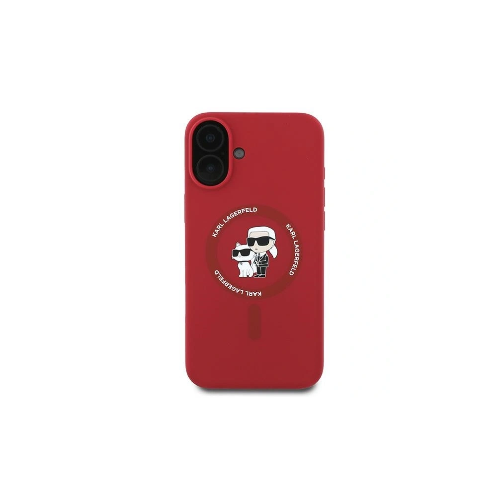 Hurtownia GSM - Eset Karl Lagerfeld KLHMP16MSCMKCRHR Apple iPhone 16 Plus keménytok Szilikon Karl&Choupette Fejek Gyűrű MagSafe piros - KLD2157 - {ean13} - Hurt