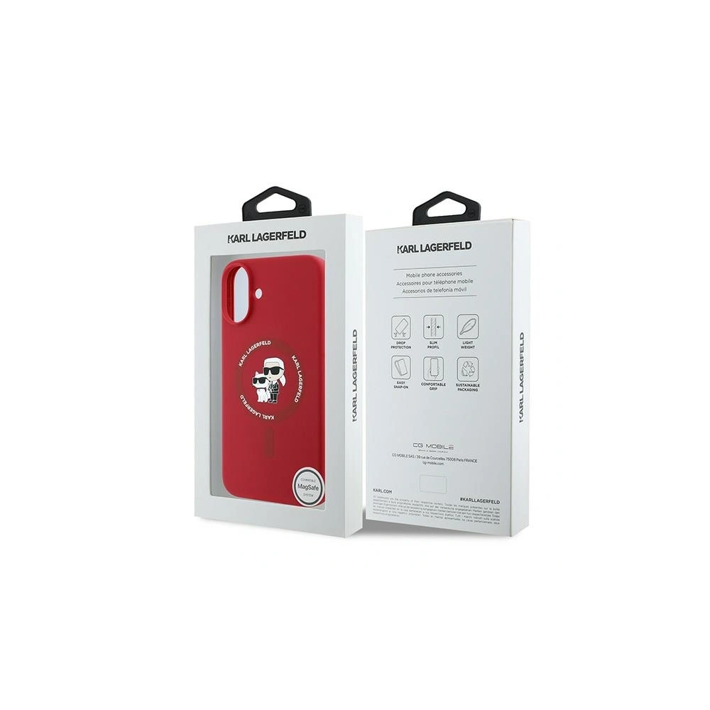 Wholesale Case Karl Lagerfeld KLHMP16MSCMKCRHR Apple iPhone 16 Plus hardcase Silicone Karl&Choupette Heads Ring MagSafe red - KLD2157 - {ean13} - Hurt