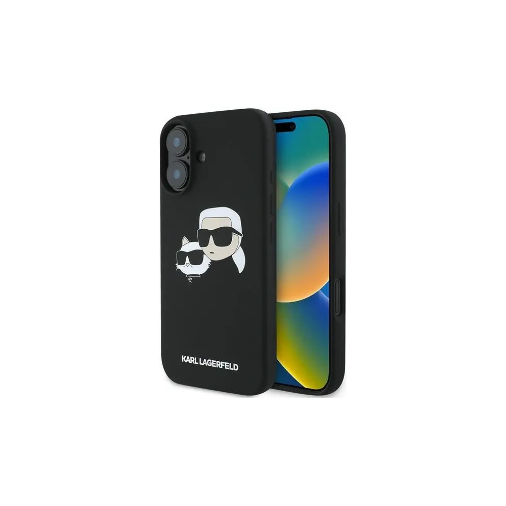Hurtownia GSM - Případ Karl Lagerfeld KLHMP16MSKCHPPLK Apple iPhone 16 Plus hardcase silikonový obal s potiskem Double Heads MagSafe černý - KLD2159 - {ean13} - Hurt