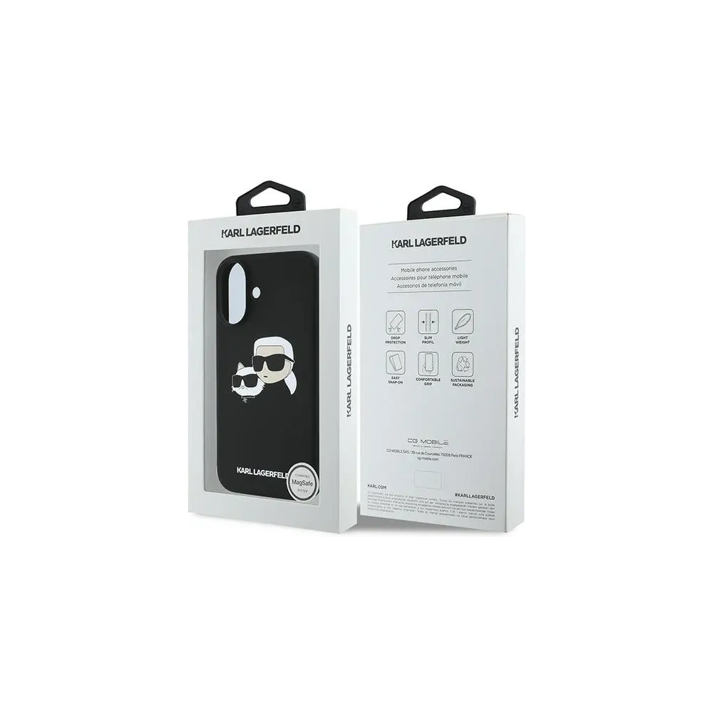 Hurtownia GSM - Fall Karl Lagerfeld KLHMP16MSKCHPPLK Apple iPhone 16 Plus Hartschale Silikon Doppelte Köpfe Druck MagSafe schwarz - KLD2159 - {ean13} - Hurt