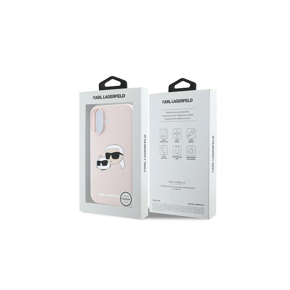 Hurtownia GSM - Fall Karl Lagerfeld KLHMP16MSKCHPPLP Apple iPhone 16 Plus Hardcase Silikon Doppelte Köpfe Druck MagSafe rosa - KLD2160 - {ean13} - Hurt