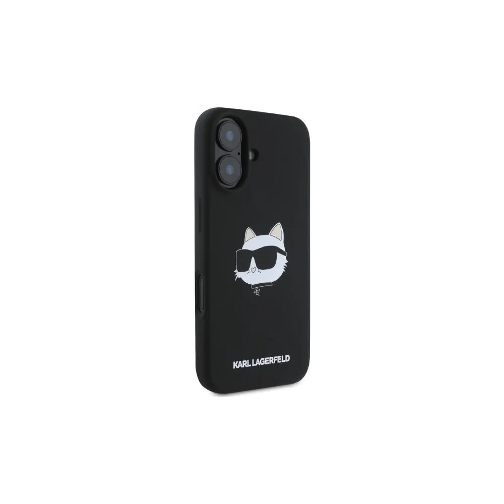 Eset Karl Lagerfeld KLHMP16SSCHPPLK Apple iPhone 16 kemény tok Szilikon Choupette Fej Nyomtatás MagSafe fekete