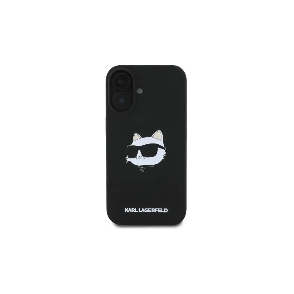 Etui Karl Lagerfeld KLHMP16SSCHPPLK Apple iPhone 16 hardcase Silicone Choupette Head Print MagSafe czarny