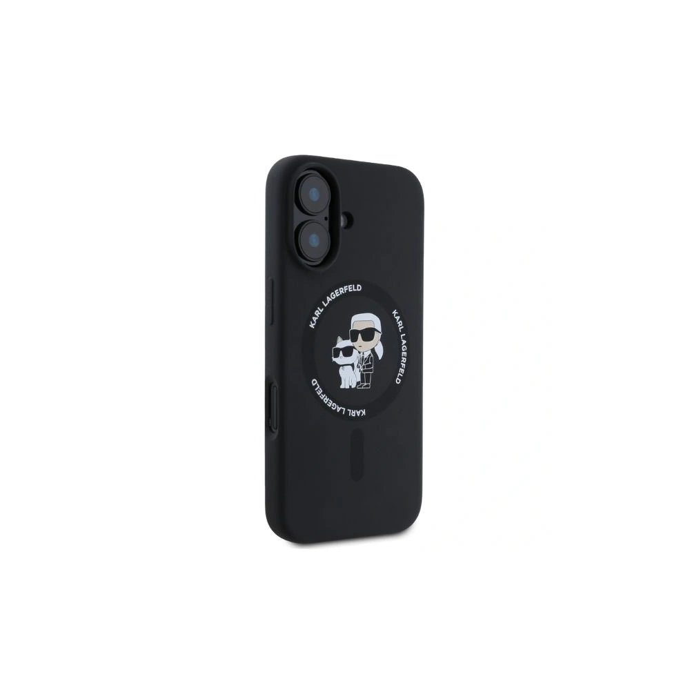 Fall Karl Lagerfeld KLHMP16SSCMKCRHK Apple iPhone 16 Hartschale Silikon Karl&Choupette Köpfe Ring MagSafe schwarz - iPhone 16 - Karl Lagerfeld