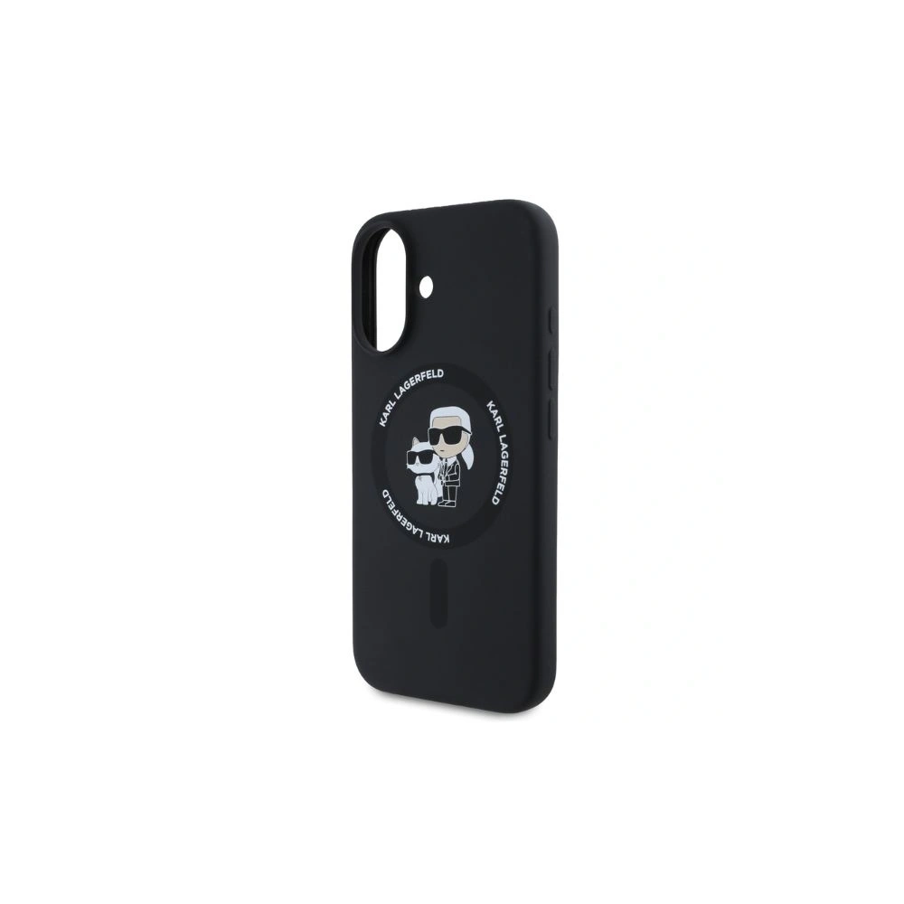 Fall Karl Lagerfeld KLHMP16SSCMKCRHK Apple iPhone 16 Hartschale Silikon Karl&Choupette Köpfe Ring MagSafe schwarz - iPhone 16 - Karl Lagerfeld