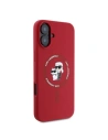 Fall Karl Lagerfeld KLHMP16SSCMKCRHR Apple iPhone 16 Hartschale Silikon Karl&Choupette Köpfe Ring MagSafe rot