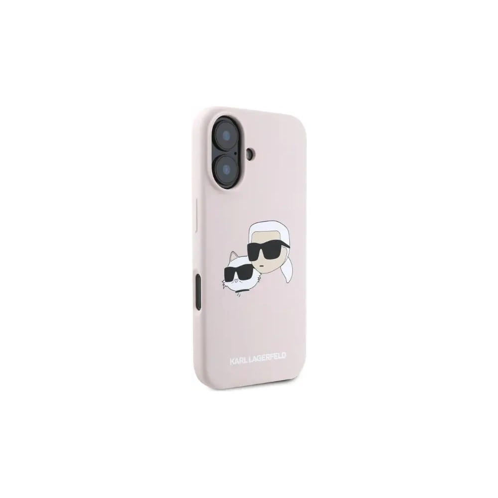 Eset Karl Lagerfeld KLHMP16SSKCHPPLP Apple iPhone 16 kemény tok Szilikon Dupla Fej Nyomtatás MagSafe rózsaszín