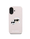 Případ Karl Lagerfeld KLHMP16SSKCHPPLP Apple iPhone 16 tvrdý obal Silikonový Dvojité hlavy tisk MagSafe růžový