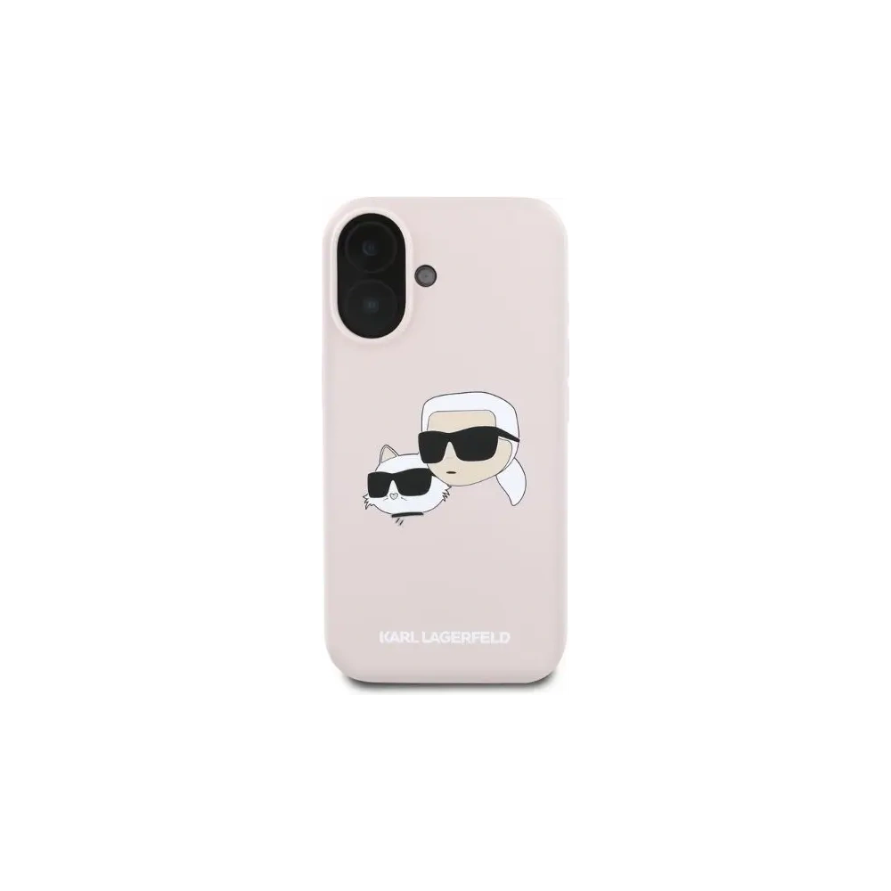 Případ Karl Lagerfeld KLHMP16SSKCHPPLP Apple iPhone 16 tvrdý obal Silikonový Dvojité hlavy tisk MagSafe růžový