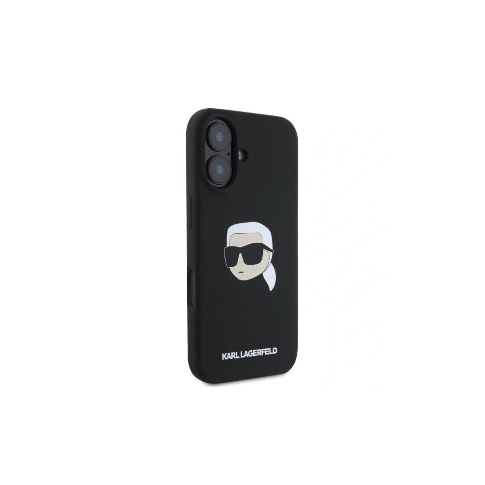 Etui Karl Lagerfeld KLHMP16SSKHPPLK Apple iPhone 16 hardcase silikonový potah Karl Head Print MagSafe černý - iPhone 16 - Karl Lagerfeld