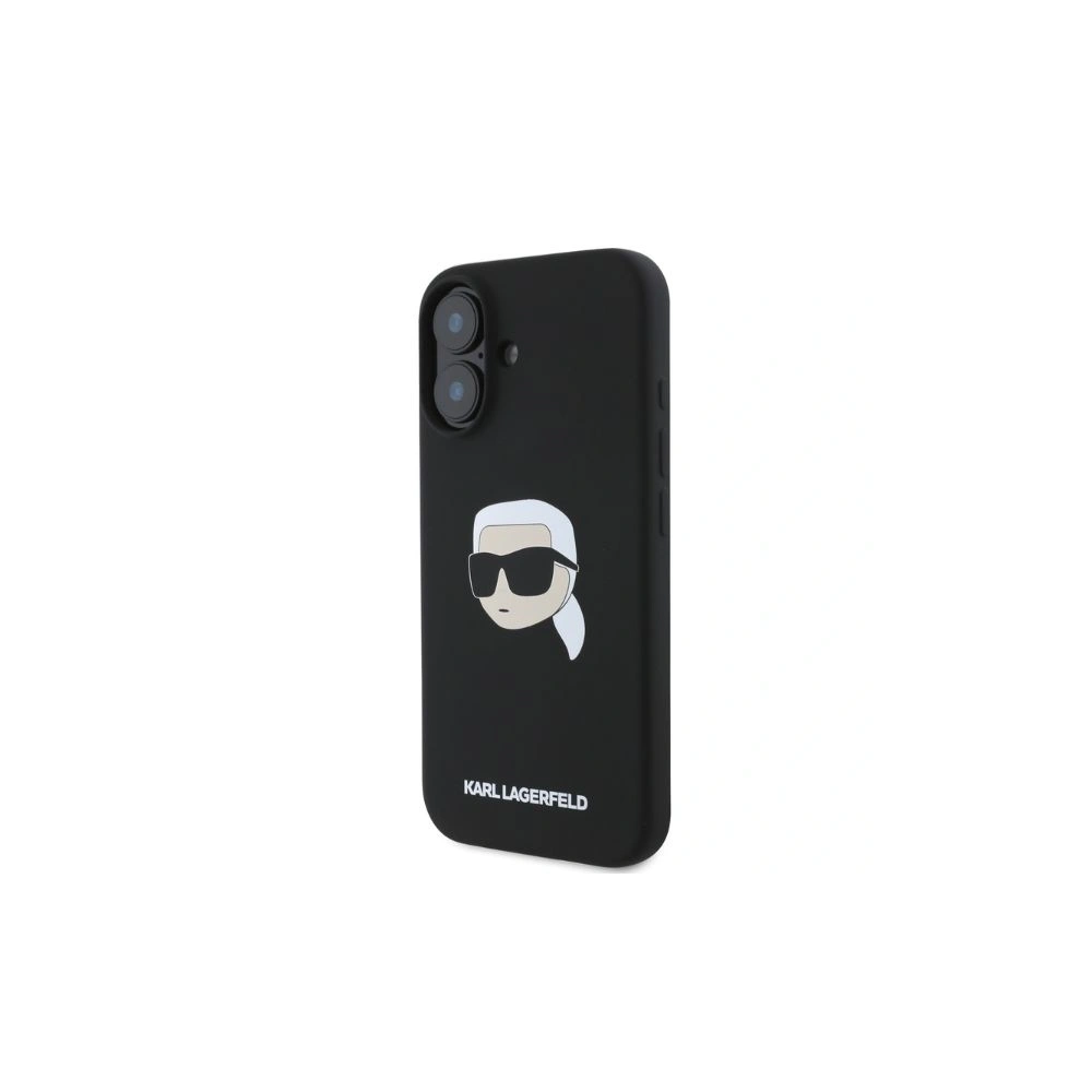 Etui Karl Lagerfeld KLHMP16SSKHPPLK Apple iPhone 16 hardcase silikonový potah Karl Head Print MagSafe černý - iPhone 16 - Karl Lagerfeld