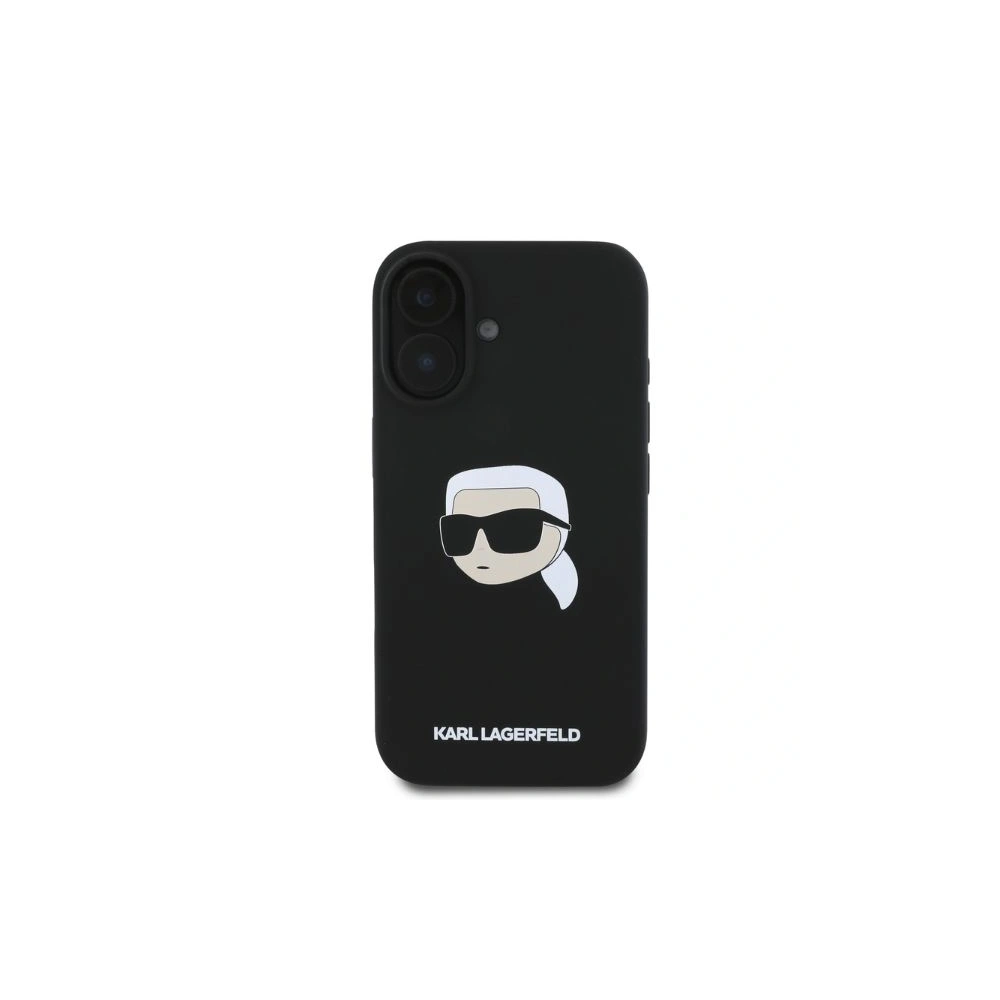 Etui Karl Lagerfeld KLHMP16SSKHPPLK Apple iPhone 16 hardcase silikonový potah Karl Head Print MagSafe černý - iPhone 16 - Karl Lagerfeld