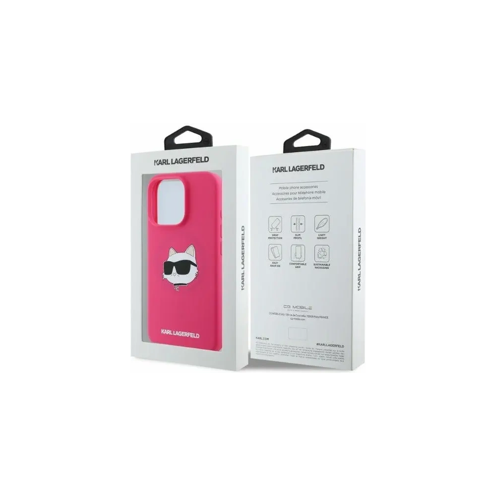 Hurtownia GSM - Caz Karl Lagerfeld KLHMP16XSCHPPLF hardcase pentru Apple iPhone 16 Pro Max, silicone cu imprimeu Choupette Head, MagSafe fuchsia - KLD2166 - {ean13} - Hurt