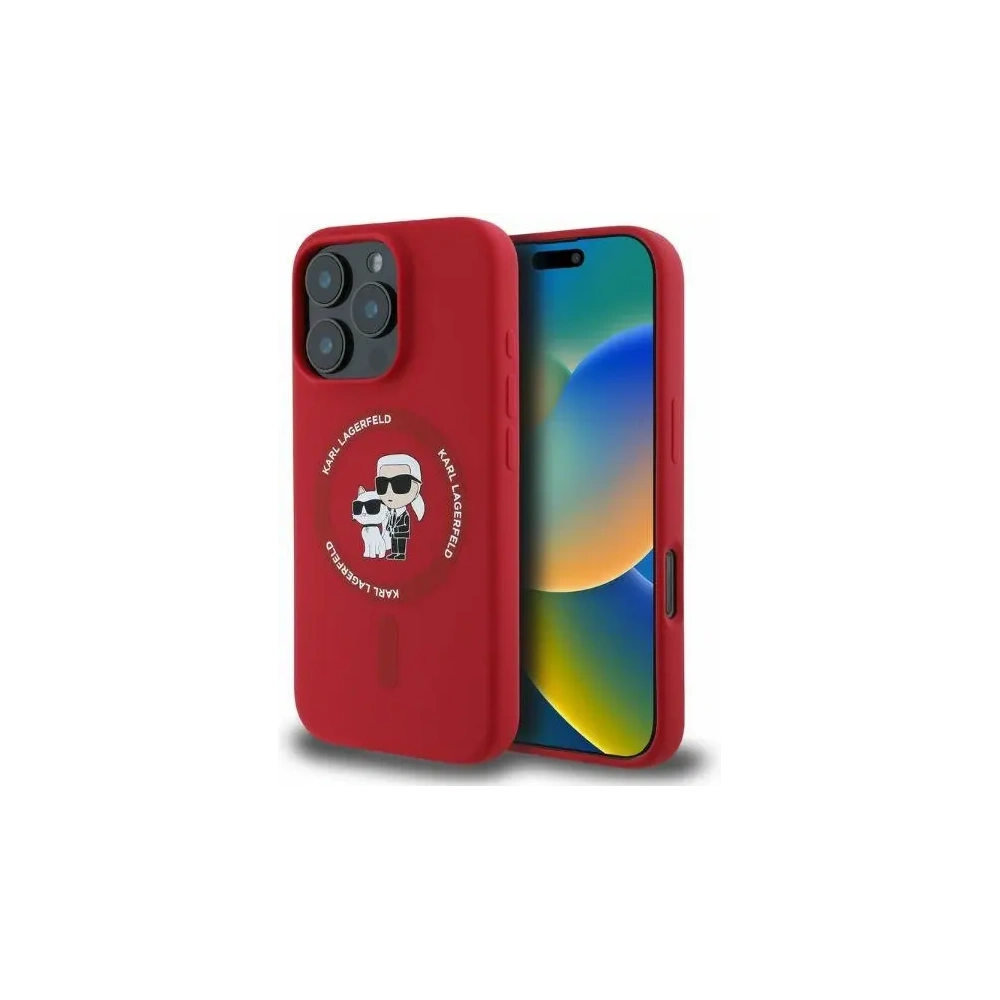 Hurtownia GSM - Případ Karl Lagerfeld KLHMP16XSCMKCRHR Apple iPhone 16 Pro Max tvrdý obal silikonový Karl&Choupette Heads Ring MagSafe červený - KLD21670 - {ean13} - Hurt