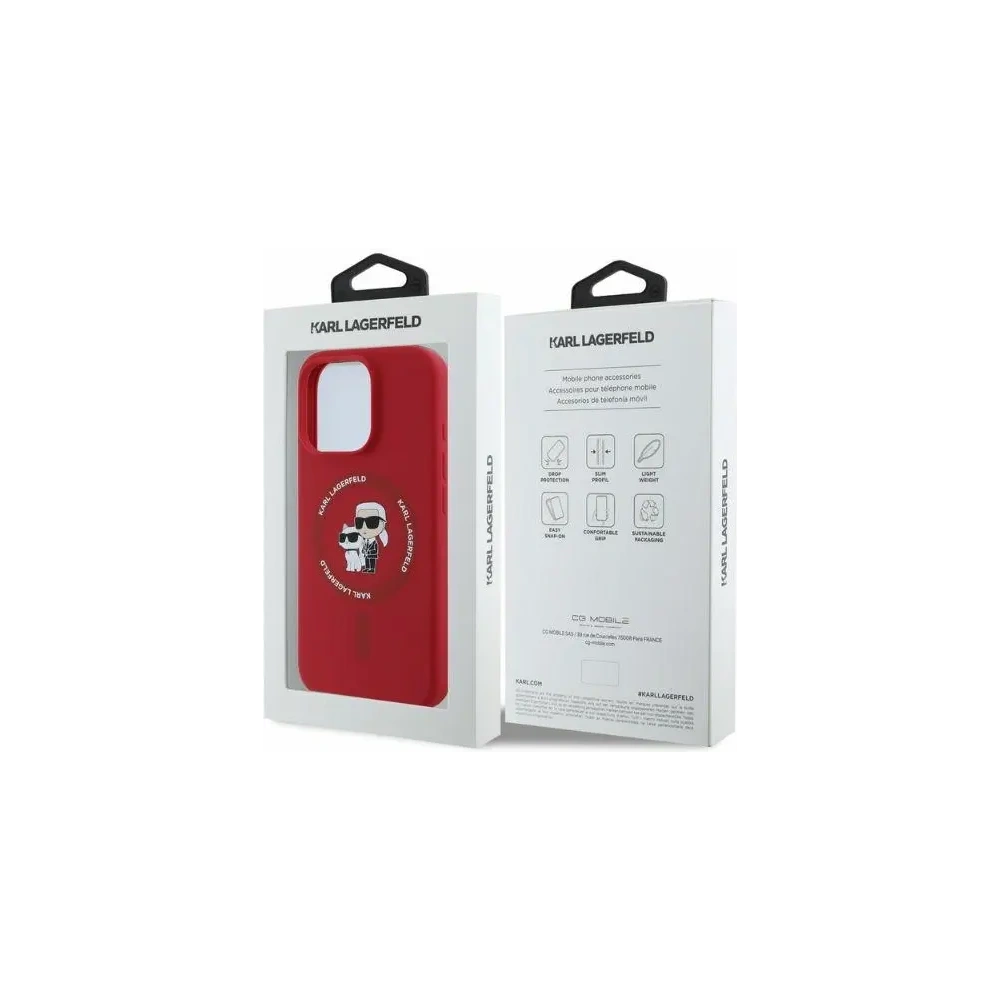 Hurtownia GSM - Případ Karl Lagerfeld KLHMP16XSCMKCRHR Apple iPhone 16 Pro Max tvrdý obal silikonový Karl&Choupette Heads Ring MagSafe červený - KLD21670 - {ean13} - Hurt