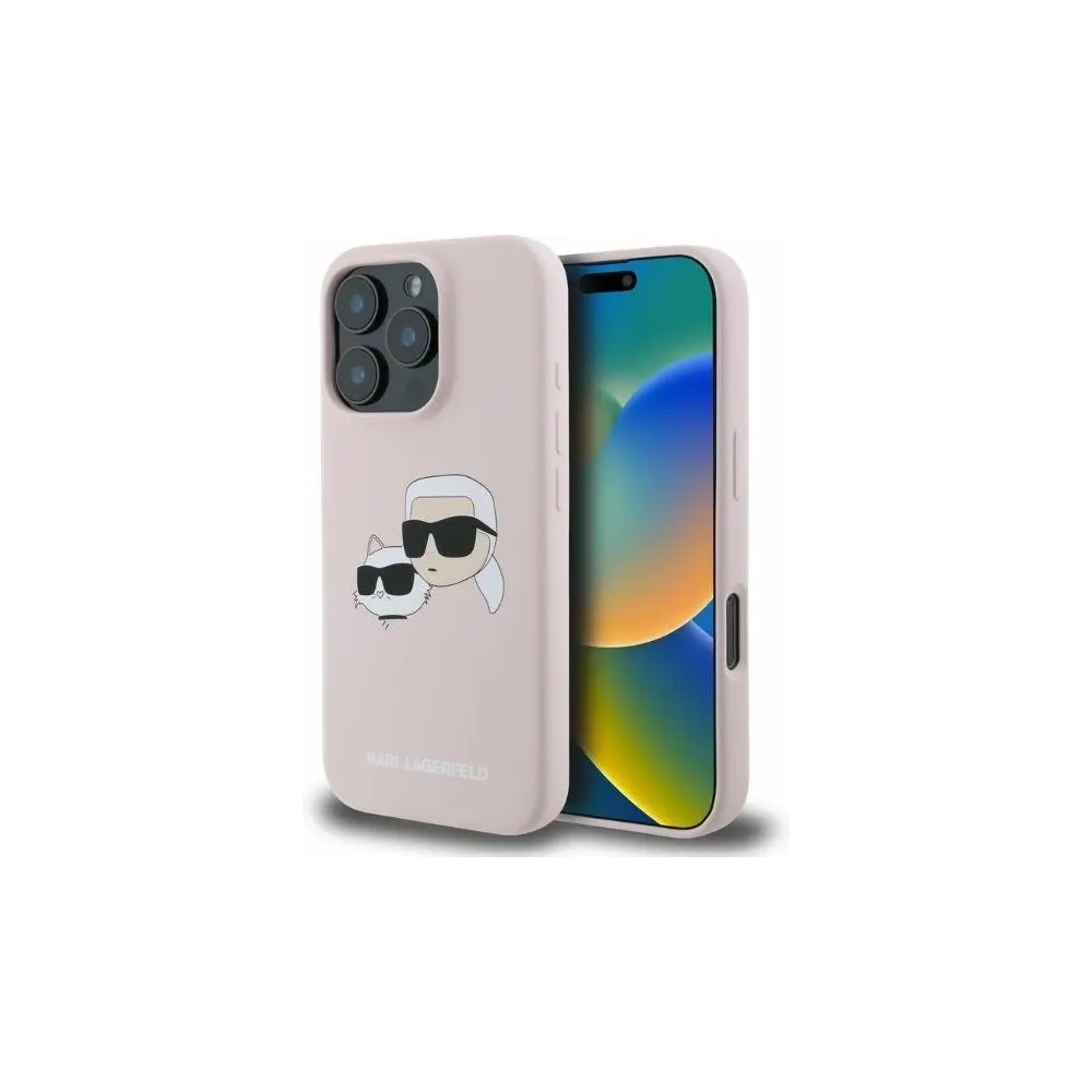 Hurtownia GSM - Caz Karl Lagerfeld KLHMP16XSKCHPPLP Apple iPhone 16 Pro Max hardcase Siliconă Imprimare Double Heads MagSafe roz - KLD21673 - {ean13} - Hurt