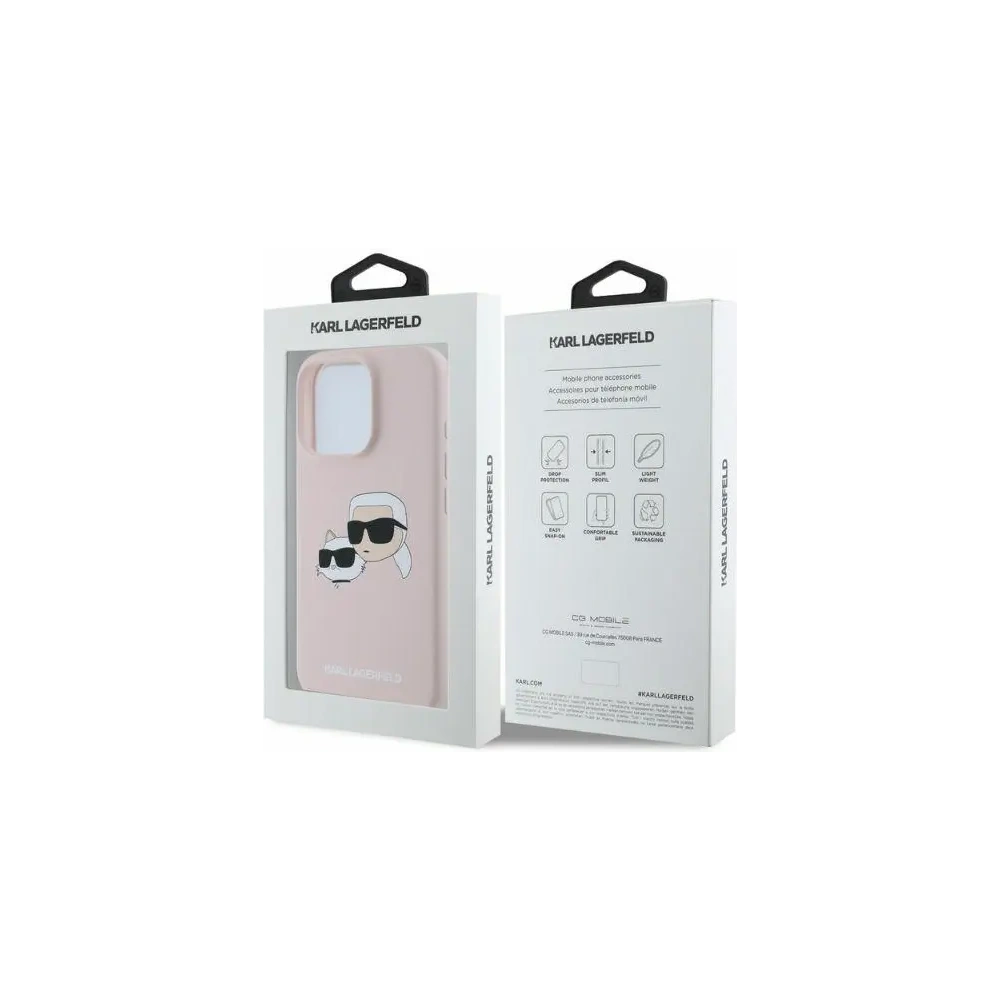 Hurtownia GSM - Caz Karl Lagerfeld KLHMP16XSKCHPPLP Apple iPhone 16 Pro Max hardcase Siliconă Imprimare Double Heads MagSafe roz - KLD21673 - {ean13} - Hurt
