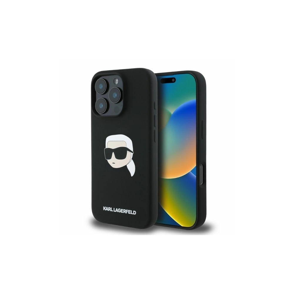 Hurtownia GSM - Pouzdro Karl Lagerfeld KLHMP16XSKHPPLK pro Apple iPhone 16 Pro Max tvrdé silikonové pouzdro s potiskem Karl Head MagSafe černé - KLD21674 - {ean13} - Hurt