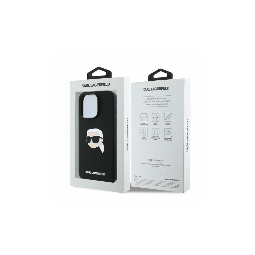 Hurtownia GSM - Pouzdro Karl Lagerfeld KLHMP16XSKHPPLK pro Apple iPhone 16 Pro Max tvrdé silikonové pouzdro s potiskem Karl Head MagSafe černé - KLD21674 - {ean13} - Hurt