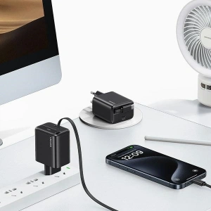 Hurtownia GSM - USAMS USB-C Fali Töltő + kihúzható USB-C PD+QC 20W Gan Gyors Töltés fehér YC Sorozat - USA1170 - {ean13} - Hurt