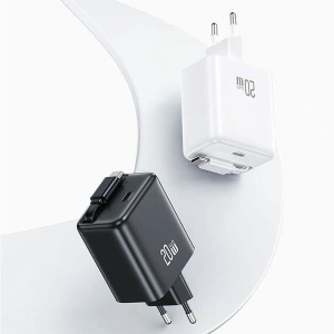 Hurtownia GSM - USAMS USB-C Fali Töltő + kihúzható USB-C PD+QC 20W Gan Gyors Töltés fehér YC Sorozat - USA1170 - {ean13} - Hurt