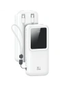 USAMS power bank beépített USB-C + Lightning kábelekkel 30000mAh 20W PD+QC 3.0 Gyors Töltés X-chel Sorozat fehér