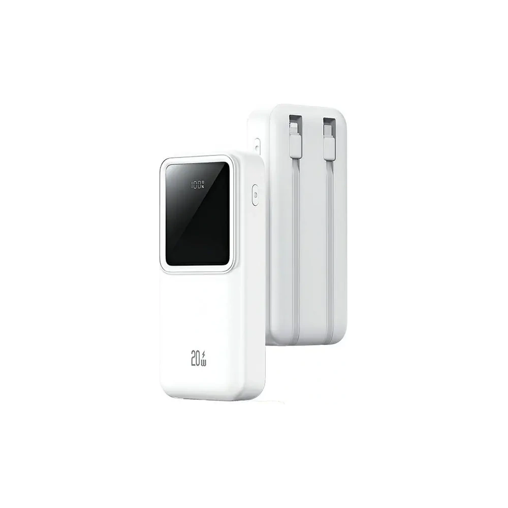 Hurtownia GSM - USAMS power bank beépített USB-C + Lightning kábelekkel 30000mAh 20W PD+QC 3.0 Gyors Töltés X-chel Sorozat fehér - USA1174 - {ean13} - Hurt