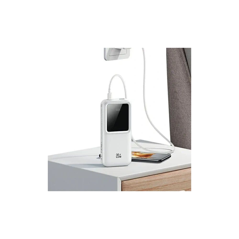 Hurtownia GSM - USAMS Powerbank mit integrierten USB-C + Lightning-Kabeln 30000mAh 20W PD+QC 3.0 Schnellladung X-chel Serie weiß - USA1174 - {ean13} - Hurt