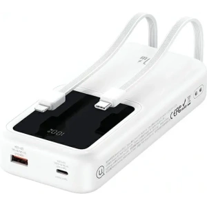 Bancă de putere USAMS cu cabluri integrate USB-C + Lightning 30000mAh 20W PD+QC 3.0 Încărcare rapidă Seria X-chel neagră - Baterii externe - Usams