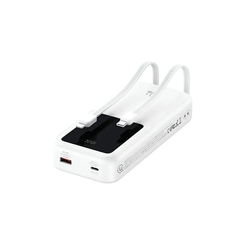 Hurtownia GSM - Bancă de putere USAMS cu cabluri integrate USB-C + Lightning 30000mAh 20W PD+QC 3.0 Încărcare rapidă Seria X-chel neagră - USA1175 - {ean13} - Hurt