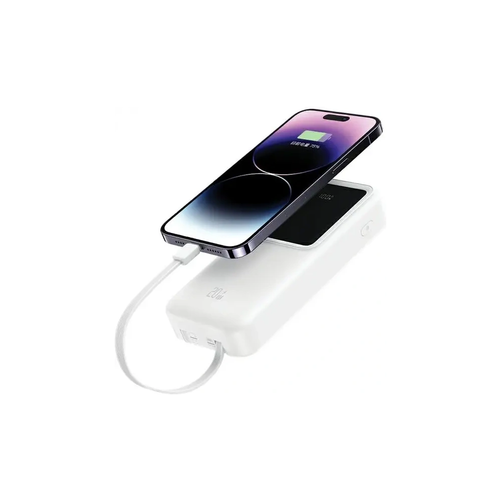 Hurtownia GSM - Bancă de putere USAMS cu cabluri integrate USB-C + Lightning 30000mAh 20W PD+QC 3.0 Încărcare rapidă Seria X-chel neagră - USA1175 - {ean13} - Hurt