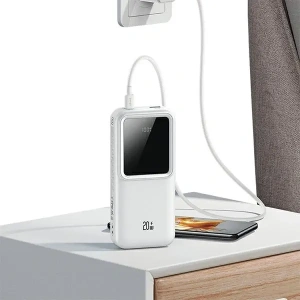 Hurtownia GSM - USAMS Powerbank mit integrierten USB-C + Lightning-Kabeln 30000mAh 20W PD+QC 3.0 Schnellladung X-chel Serie schwarz - USA1175 - {ean13} - Hurt